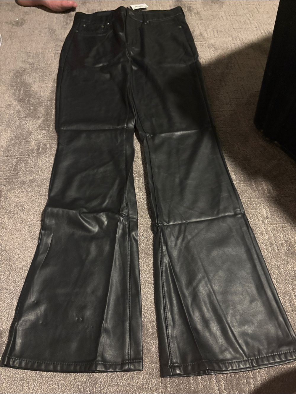 American Eagle Outfitters Black Faux Leather Flare Pants